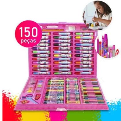 Imagem de kit Escolar Maleta de Pintura Infantil Completa 150 Peças Premium - Tema Princesas Baile de Máscaras