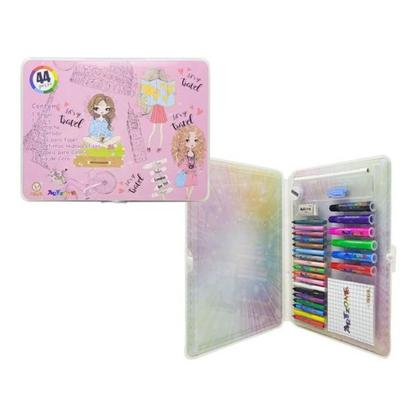 Imagem de Kit escolar maleta pintura 44 peças -  rosa