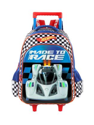 Imagem de Kit Escolar Mochila Com Rodas+Lancheira Hot Wheels - Azul