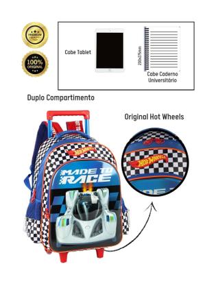 Imagem de Kit Escolar Mochila Com Rodas+Lancheira Hot Wheels - Azul