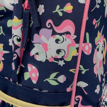 Imagem de Kit Escolar Mochila Com Rodinhas E Lancheira Térmica Unicórnio Encantado Puket 050403982 Azul Marinho