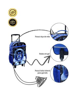 Imagem de Kit Escolar Mochila De Rodas + Estojo Triplo Astro Bot Play