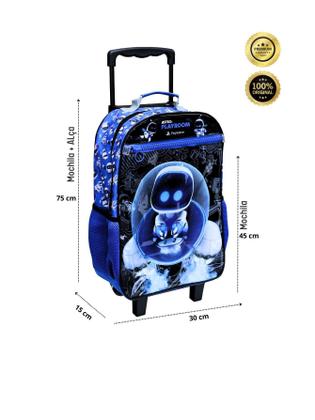Imagem de Kit Escolar Mochila De Rodas + Estojo Triplo Astro Bot Play