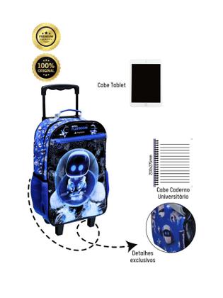 Imagem de Kit Escolar Mochila De Rodas + Estojo Triplo Astro Bot Play