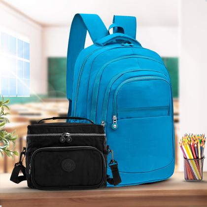 Imagem de Kit Escolar Mochila Feminina Espaçosa + Bolsa Térmica Marmita Pratico