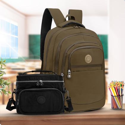 Imagem de Kit Escolar Mochila Feminina Espaçosa + Bolsa Térmica Marmita Pratico