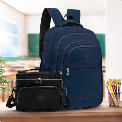 Imagem de Kit Escolar Mochila Feminina Espaçosa + Bolsa Térmica Marmita Pratico