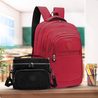 Imagem de Kit Escolar Mochila Feminina Espaçosa + Bolsa Térmica Marmita Pratico