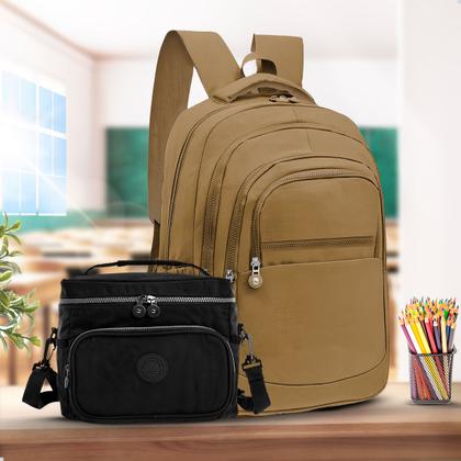 Imagem de Kit Escolar Mochila Feminina Espaçosa + Bolsa Térmica Marmita Pratico