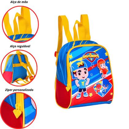 Imagem de Kit Escolar Os Aventureiros Clio Mochila com Alça Lancheira Juvenil Colegial Escola Volta às Aulas Youtuber Personagem Heróis