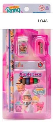 Imagem de Kit Escolar SchoolBrinq c/ Giz De Cera SCB65 ModelosVariados