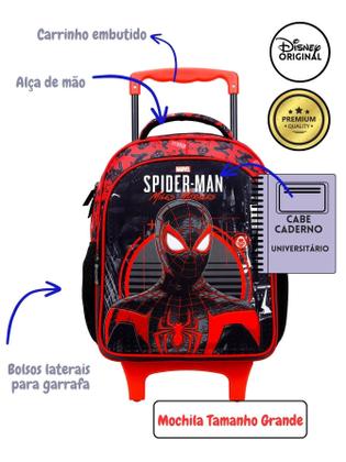 Imagem de Kit Escolar Spider Man Luxo M Mochila De Rodas + Lancheira