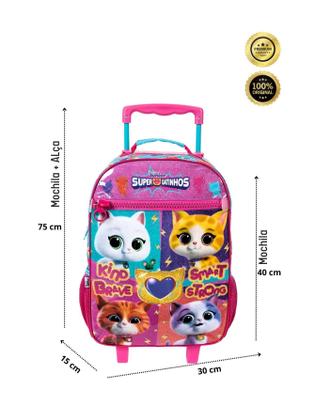 Imagem de Kit Escolar Super Gatinhos Mochila De Rodas Lancheira Estojo
