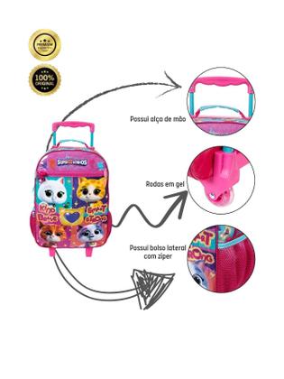 Imagem de Kit Escolar Super Gatinhos Mochila De Rodas Lancheira Estojo