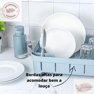 Imagem de Kit Escorredor De Louças + Porta Detergente Dispenser com Porta Esponja / Bucha500ml