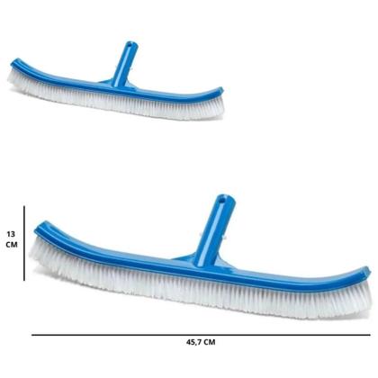 Imagem de Kit Escova Curva 45,7 Cm + Mangueira 32mm de 6m + Sulfato de Aluminio Decantador Piscinas Fibra/ Alvenaria