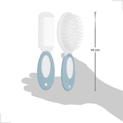 Imagem de Kit Escova e Pente Cerdas Macias Cuidados Cabelos Bebê Higiene