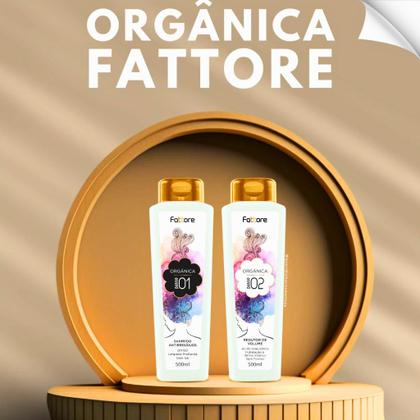 Imagem de Kit Escova Fattore Orgânica 500ml Shampoo e Redutor de Volume Hidratação e Brilho Intenso Sem Formol