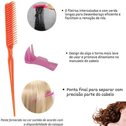 Imagem de Kit Escova Pente Polvo Cacho+ Pente 3 Fileiras + Touca Cetin