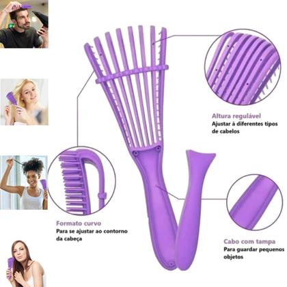 Imagem de Kit Escova Pente Polvo Cacho+ Pente 3 Fileiras + Touca Cetin