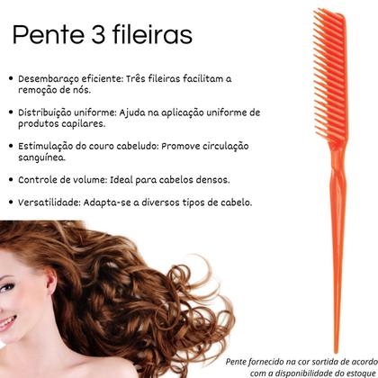 Imagem de Kit Escova Pente Polvo Cacho+ Pente 3 Fileiras + Touca Cetin