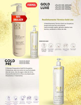 Imagem de Kit Escova Progressiva Realinhamento Térmico Gold Luxe 2X1LT