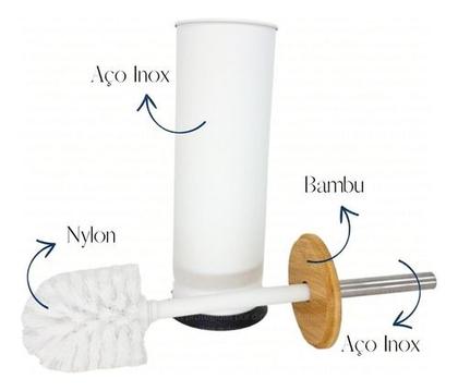 Imagem de Kit Escova Sanitária + Lixeira 5 Litros Retangular Em Inox