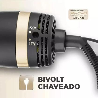 Imagem de Kit Escova Secadora & Prancha Mondial Black Gold 110v/220v - Preto/golg