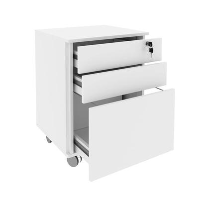 Imagem de Kit Escritório 5 Peças com 1 Escrivaninhas, 1 Gaveteiro, 1 Estante e 2 Armários Multiuso