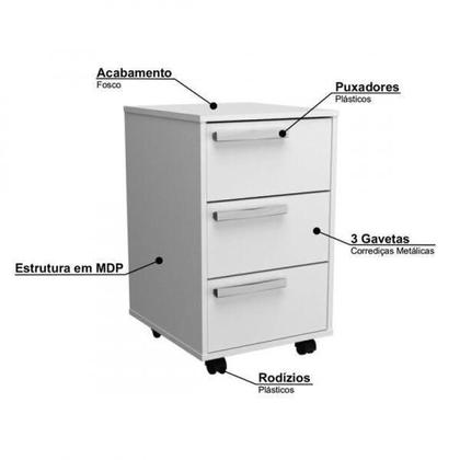 Imagem de Kit Escritório B29 com Mesa e Gaveteiro - Branco