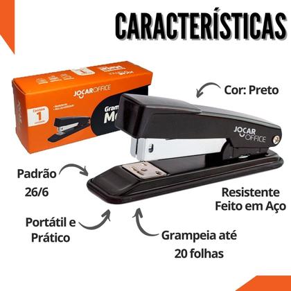 Imagem de Kit Escritório com Grampeador Metal + Grampo Galvanizado Clips e Extrator Ideal para Lojas Escolas Comércios Home Office