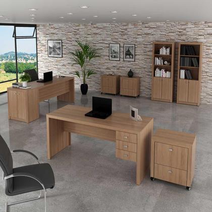 Imagem de Kit Escritório Completo 8 Peças Com 2 Mesas e 2 Estantes