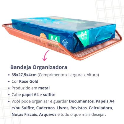 Imagem de Kit Escritório Lixeira, Organizador de Mesa, Bandeja Organizadora Rose Gold