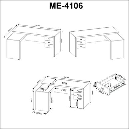 Imagem de Kit Escritório Mesa com Gavetas Armário com 2 Portas Nogal