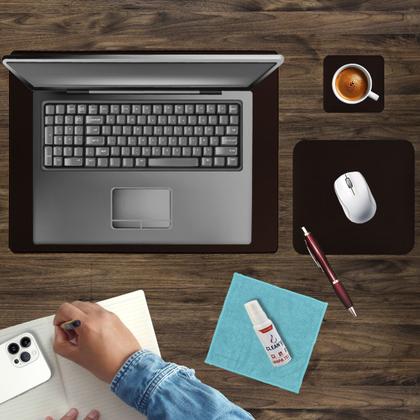 Imagem de Kit Escritório Mousepad 43x30 Porta Copo Limpa Tela Notebook