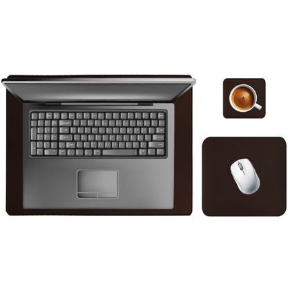 Imagem de Kit Escritório Mousepad 43x30 Porta Copo Limpa Tela Notebook