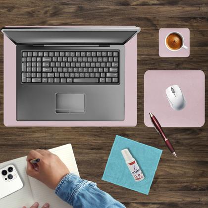 Imagem de Kit Escritório Mousepad 43x30 Porta Copo Limpa Tela Notebook