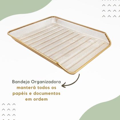 Imagem de Kit Escritório Porta Caneta, Organizador de Mesa, Bandeja Organizadora Dourado