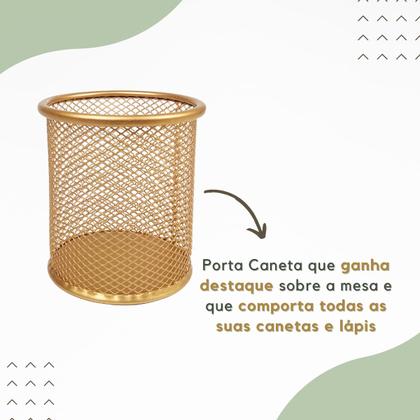 Imagem de Kit Escritório Porta Caneta, Organizador de Mesa, Bandeja Organizadora Dourado