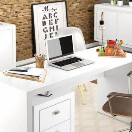 Imagem de Kit Escritório Porta Caneta, Organizador de Mesa, Bandeja Organizadora Dourado