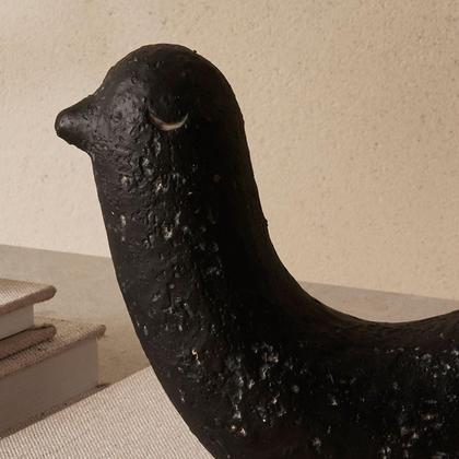 Imagem de Kit Escultura Pássaros Em Cimento Preto Pequeno E Médio