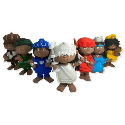 Imagem de Kit Esculturas 7 Orixas coleção baby moreninho Criança 10 cm resina
