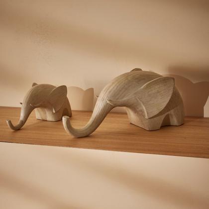 Imagem de Kit Esculturas Elefante em Poliresina Bege Médio