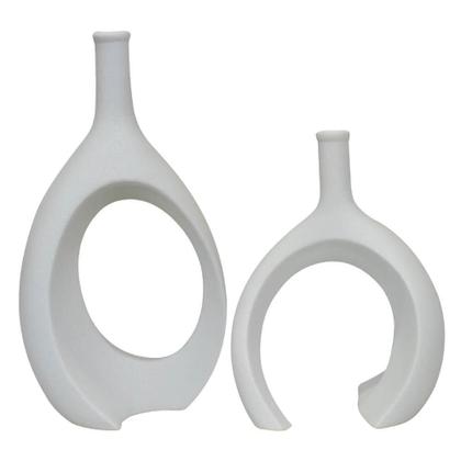 Imagem de Kit Esculturas Vasos Decorativo Em Cerâmica 2 Peças Infinite