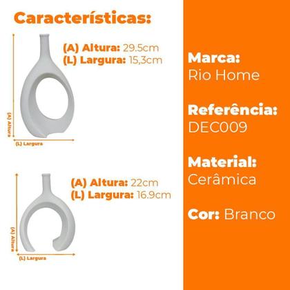 Imagem de Kit Esculturas Vasos Decorativo Em Cerâmica 2 Peças Infinite