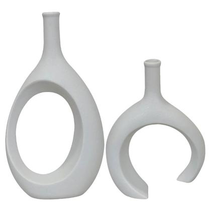 Imagem de Kit Esculturas Vasos Decorativo Em Cerâmica 2 Peças Infinite