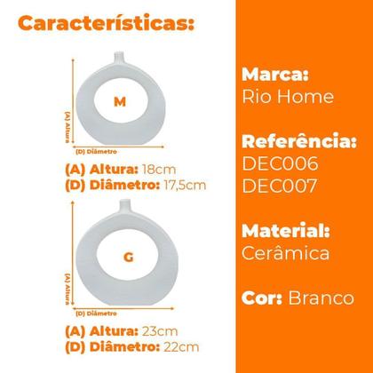 Imagem de Kit Esculturas Vasos Decorativo Em Cerâmica Branco 2 Peças