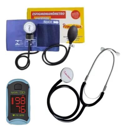 Imagem de Kit Esfigmomanometro + Estetoscopio + Oximetro Premium Gtech
