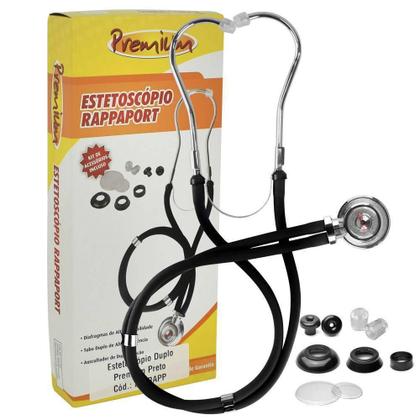 Imagem de Kit Esfigmomanômetro + Estetoscópio Rappaport Preto