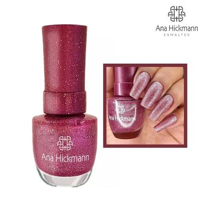 Imagem de Kit Esmalte Ana Hickmann Glitter Rosa Pink + Gotas Secantes Vult